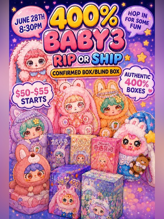 Baby Three Other - PLEASE LIKE MY FLYER!Rip or Ship BB3 400% Blind/confirmed box,JUNE 28TH 8:30PM